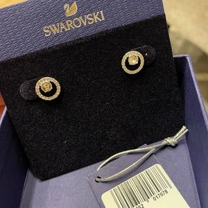 Swarovski Pave Circle and Crystal Stud Earrings